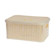Pudła i pojemniki do przechowywania - Koszyk prostokątny z przykrywką 6 l WILLOW kremowy - miniaturka - grafika 1