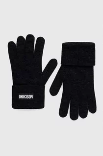 Rękawiczki - Moschino rękawiczki kaszmirowe kolor czarny - grafika 1