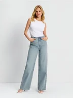 Spodnie damskie - Sinsay - Jeansy wide leg - turkusowy - miniaturka - grafika 1