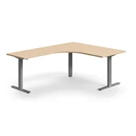 Biurka - Biurko QBUS, kształt L, 1600x2000 mm, rama T, srebrny, dąb - miniaturka - grafika 1
