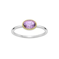 Pierścionki - Pozłacany srebrny pierścionek z ametystem - Europa 17, US 8 - miniaturka - grafika 1