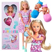 Lalki dla dziewczynek - Lalka Steffi w ciąży bobas niespodzianka różowo-fioletowa sukienka - miniaturka - grafika 1