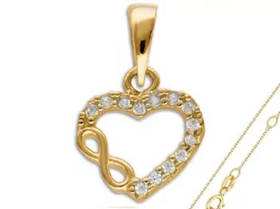 Złoty komplet biżuterii 585 serce łączone z nieskończonością - Zestawy biżuterii dla kobiet - miniaturka - grafika 1
