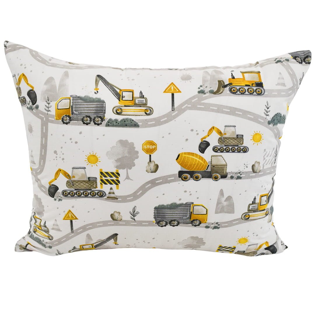 Poszewka Dziecięca 40x60 Bawełniana Koparki Żółte Nowe Wysoka Jakość Polski Producent