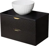 Szafki łazienkowe - Szafka łazienkowa wisząca z umywalką 80 cm szklane fronty złoty uchwyt Glow Gante - miniaturka - grafika 1