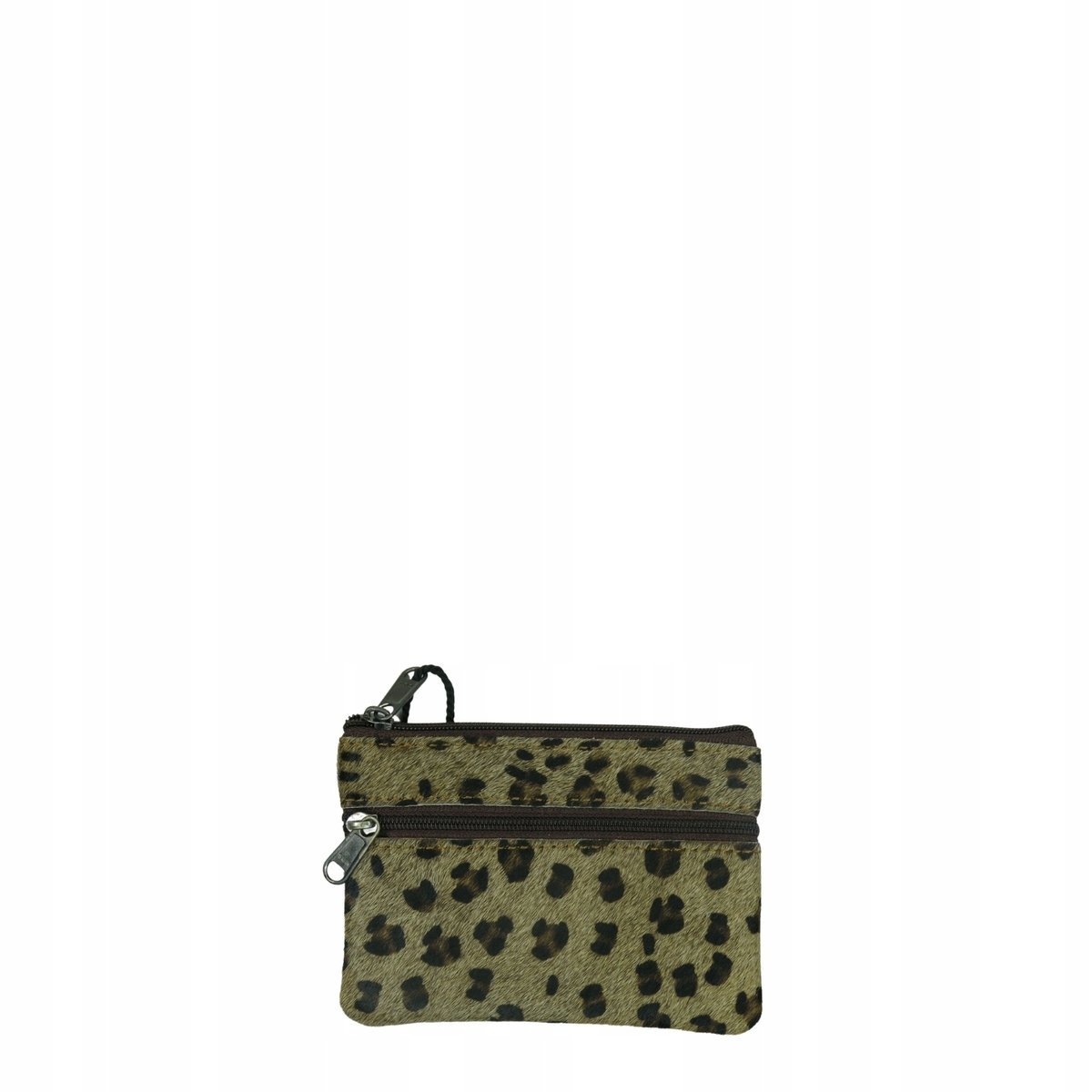 Saszetka skórzana bilonówka skóra naturalna na klucze bilon poręczna OLIVKA