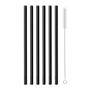 Vialli Design Vialli Design Vita Glass Long 6 Szt Czarne Słomki Wielorazowe Do Napojów I Drinków Szklane Ze Szczoteczką - Pozostałe akcesoria barmańskie - miniaturka - grafika 2