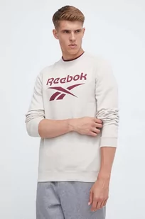 Reebok bluza męska kolor beżowy z nadrukiem - Bluzy męskie - miniaturka - grafika 1