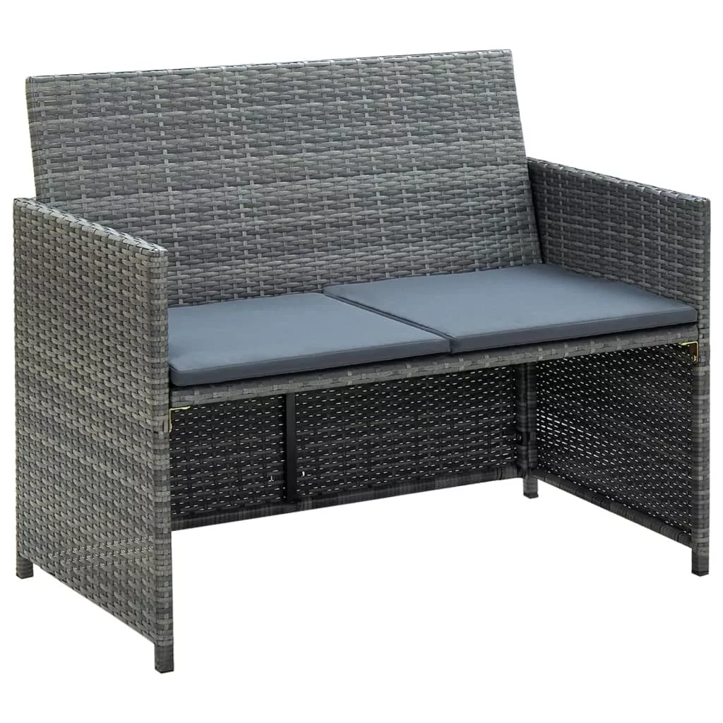 vidaXL 2-osobowa sofa ogrodowa z poduszkami polirattan szara 43912