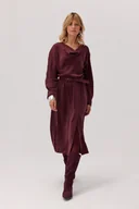 Sukienki - Sukienka z paskiem Nelly bordowa - miniaturka - grafika 1