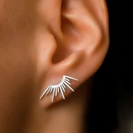 Kolczyki - Kolczyki srebrne promienie słońca wkrętki ze stali chirurgicznej - miniaturka - grafika 1