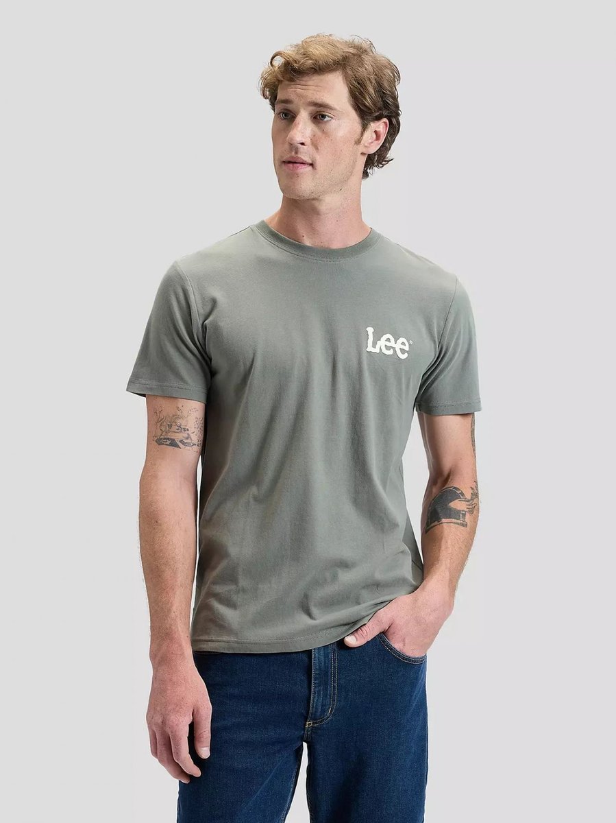 T-shirt męskie lee 112376462 oliwkowy