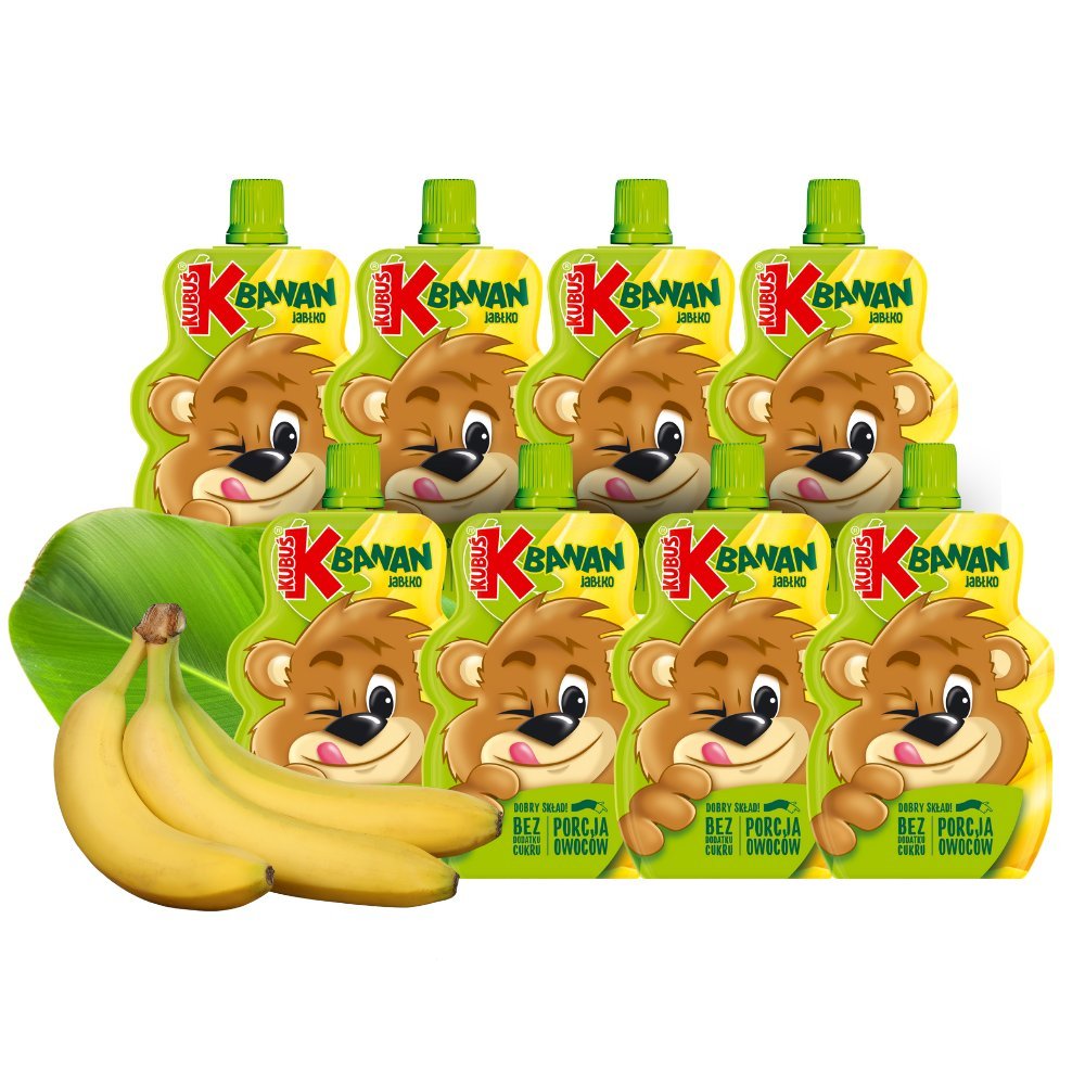 Kubuś Mus 100% banan jabłko 100 g x 8 sztuk
