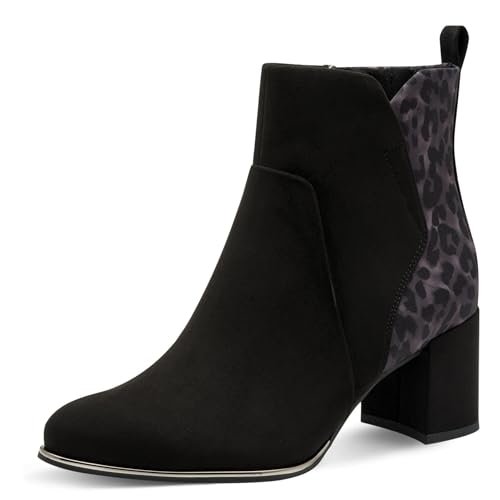 Marco Tozzi Damskie 2-25095-41 modne kozaki, czarne/leo, 37 EU, Black Leo, 37 EU