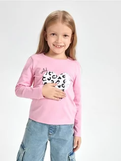 Koszulki dla dziewczynek - Sinsay - Koszulka z nadrukiem - różowy - grafika 1