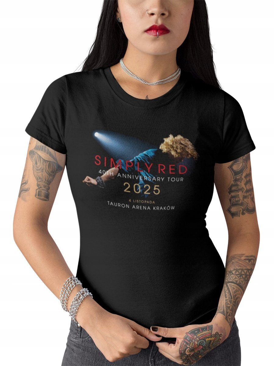 SIMPLY RED KOSZULKA T-SHIRT DAMSKI czarny koncert TOUR 2025 prezent XS