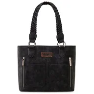 Koszulki i topy damskie - Wrangler Tote Bag for Women Multi Pockets shoulder bag western purse Medium leather like Handbags with Woven Top-Handle WG78-G8317BK - miniaturka - grafika 1