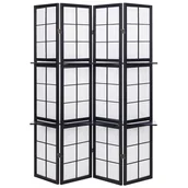 Parawany - 4-panelowy składany parawan pokojowy drewniany 170 x 120 cm czarny GOMAGOI - miniaturka - grafika 1