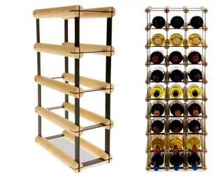 Regał Na Wino Stojak Na 4 Butelki Szklane/ Pet — Rw-8/ 1X4 — Surowy Naturalny Metal + Drewno Rw-8-1X4-4 / Wamar-Sosenka - Pozostałe akcesoria barmańskie - miniaturka - grafika 1