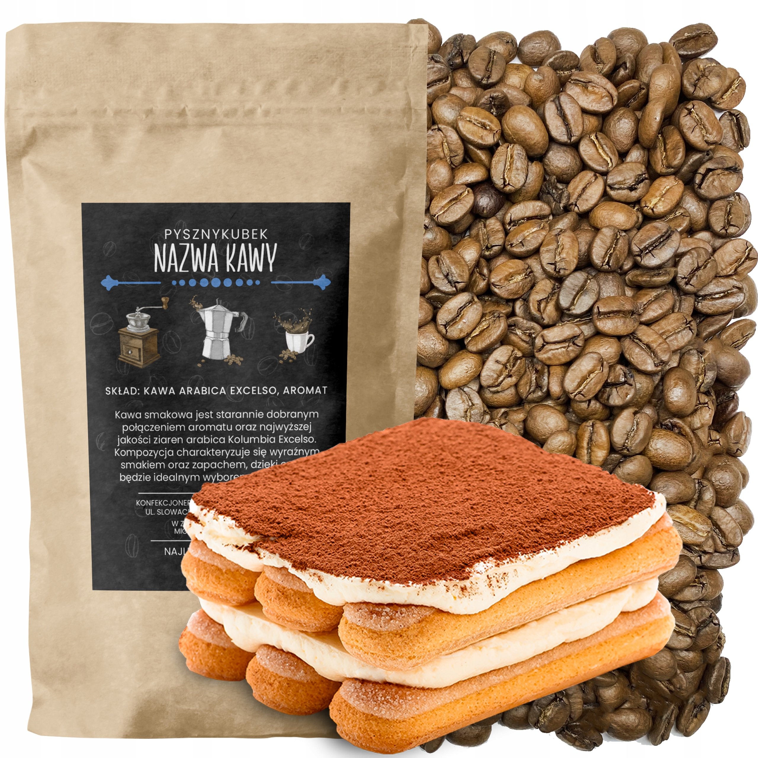 Kawa smakowa Tiramisu 1000G 1KG arabica mniam smakowite