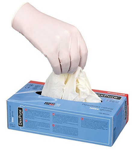 Honeywell DexPure 801-30 jednorazowe lateksowe rękawice chroniące przed chemikaliami, bezpudrowe, mogą być używane obiema rękami, długość 30 cm, niebieskie, rozmiar 8, 4580130-08 (50 rękawic)