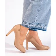 Czółenka - Klasyczne beżowe czółenka na wysokim słupku Sergio Leone beżowy - miniaturka - grafika 1