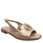 Sandały damskie - S.Barski KV51-002 sandały damskie na płaskiej podeszwie z ozdobą comfort złote - miniaturka - grafika 1