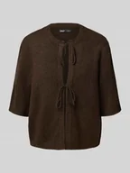 Swetry damskie - Kurtka z dzianiny o luźnym kroju z wiązanym detalem model ‘SIMONI’ - miniaturka - grafika 1