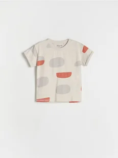 Reserved - T-shirt oversize z nadrukiem - kremowy - Bluzki dla niemowląt - miniaturka - grafika 1