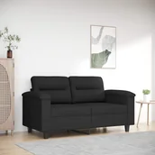 Sofy i kanapy - vidaXL Sofa 2-osobowa, czarna, 120 cm, tapicerowana mikrofibrą - miniaturka - grafika 1