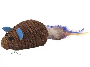 K046 Zabawka mysz sizal/piórka 10cm - Drapaki dla kotów - miniaturka - grafika 2