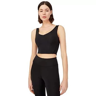 LOS OJOS Biustonosz sportowy z dekoltem w serek – średni support wyściełany biustonosz sportowy dla kobiet, czarny, S - Biustonosze - miniaturka - grafika 1