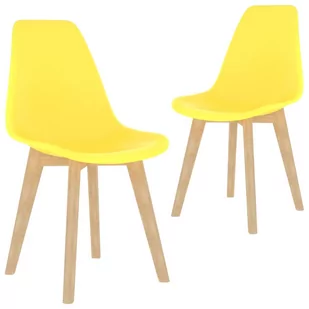 vidaXL Krzesła stołowe, 2 szt., żółte, plastik - Krzesła - miniaturka - grafika 1
