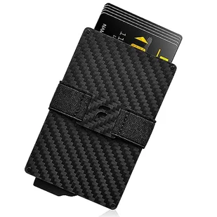 Fidelo Minimalistyczny portfel dla mężczyzn - wąski uchwyt na karty kredytowe, męskie portfele RFID (mały, B. Hybrid (tylko portfel) 3K i włókno węglowe) - Portfele - miniaturka - grafika 1