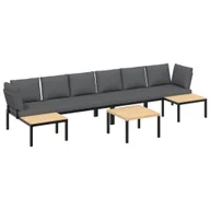 Sofy ogrodowe - vidaXL 5-częściowa sofa ogrodowa z poduszkami czarna aluminium - miniaturka - grafika 1