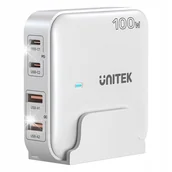 Ładowarki do telefonów - Ładowarka biurkowa Unitek P1229AWH01 GaN 2xUSB-C 2xUSB-A PD 100W QC Biała - miniaturka - grafika 1