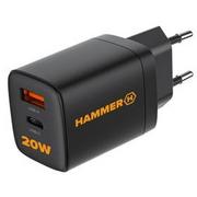 Ładowarki do telefonów - Ładowarka sieciowa myPhone Hammer RapidCharge Duo, 1xUSB-A,1xUSB-C, 20 W (ATCUSBCPD20WHBK) Czarna - miniaturka - grafika 1