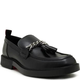 HUGO Skórzane loafersy Iker_mocc_lt - Półbuty męskie - miniaturka - grafika 1