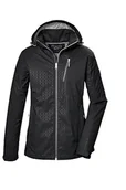 Kurtki damskie - killtec KOS 121 WMN SFTSHLL JCKT GRPHIC kurtka damska typu softshell z odpinanym kapturem, czarna, 50, 42852-000 - miniaturka - grafika 1