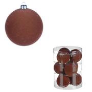 Bombki - Świąteczne bombki z aksamitną powierzchnią, plastik, brązowy, 9 szt. - miniaturka - grafika 1