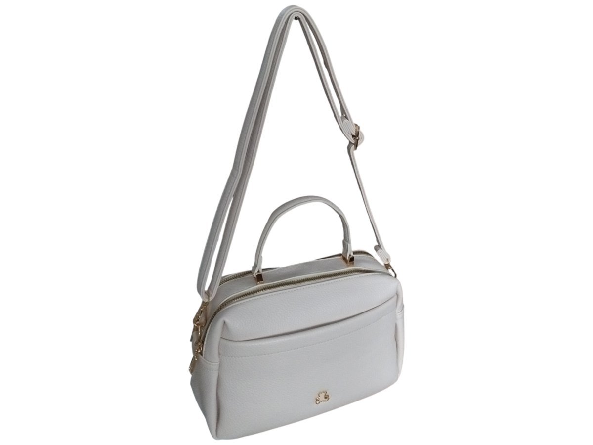 Torebka Damska, Mała Listonoszka Na Ramię, Miejski Kuferek Eko-Skóra Beżowy