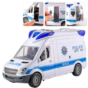 POLICJA RADIOWÓZ Auto samochód POLICYJNY ŚWIECI DŹWIĘKI NAPĘD AUTKO - Samochody i pojazdy dla dzieci - miniaturka - grafika 1