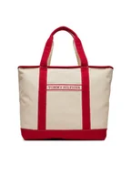 Torebki damskie - Tommy Hilfiger Torebka Th Summer Canvas Tote AW0AW17421 Beżowy - miniaturka - grafika 1