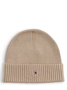 Tommy Hilfiger Czapka męska z dodatkiem kaszmiru Mężczyźni Bawełna beżowy jednolity, ONE SIZE - Czapki męskie - miniaturka - grafika 1