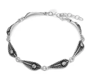 Bransoletki - Srebrna bransoletka z cyrkoniami oksydowana pr925 - miniaturka - grafika 1