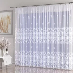 Firanka żakardowa metrażowa wys. 250 cm Terdia A128 biała - 250 cm - Firany - miniaturka - grafika 1
