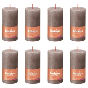 Rustykalne świece pieńkowe Shine, 8 szt., 100x50 mm, taupe Lumarko! - Aromaterapia - miniaturka - grafika 1