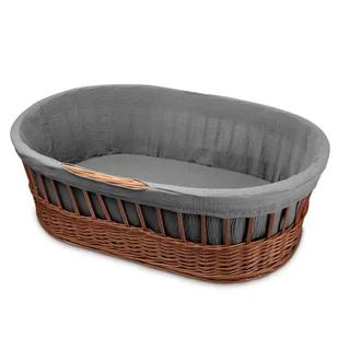 Hi Little One kosz Mojżesza wiklinowy wysoki ze stelażem + liner + materac + prześcieradło 5in1 GREY - Łóżeczka i kojce - miniaturka - grafika 1