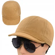 Czapki i chusty sportowe męskie - Czapka Jesienna Głęboka KRÓTKI DASZEK Podszewka Bawełniana Dżokejka BEŻOWA - miniaturka - grafika 1