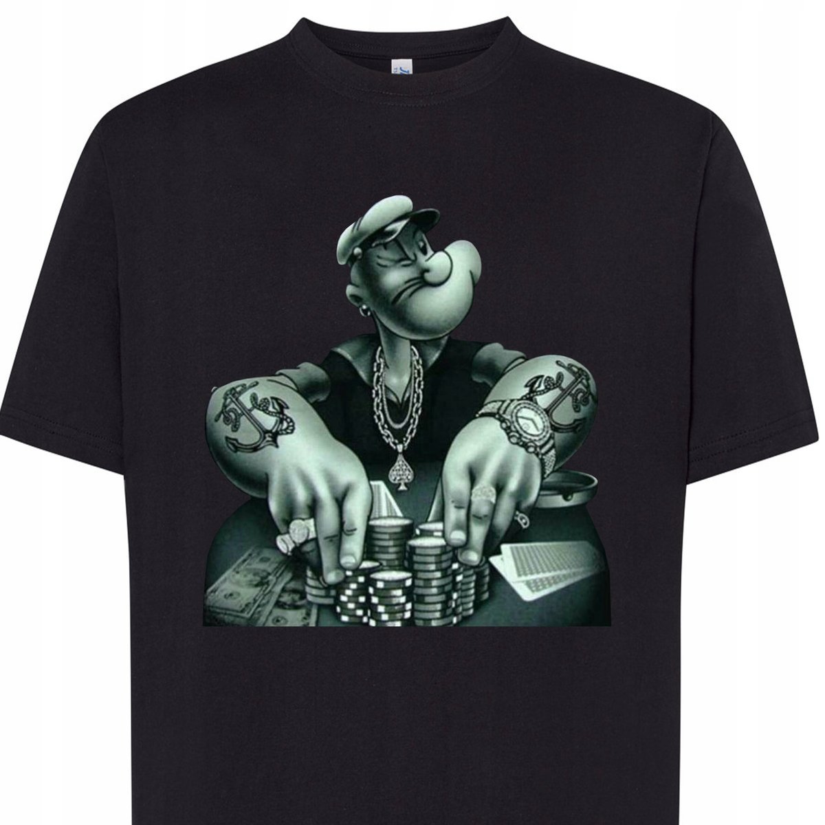 KOSZULKA POPEYE MARYNARZ GANGSTA XXL 3248 CZARNA